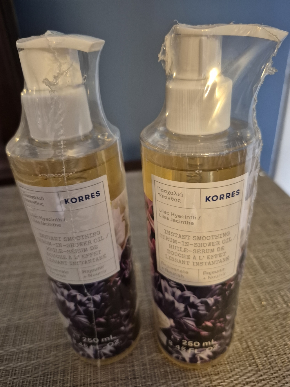 Korres Lilac Hyacinth Shower Oil - Purple & Gold Accents Bundle Of 2